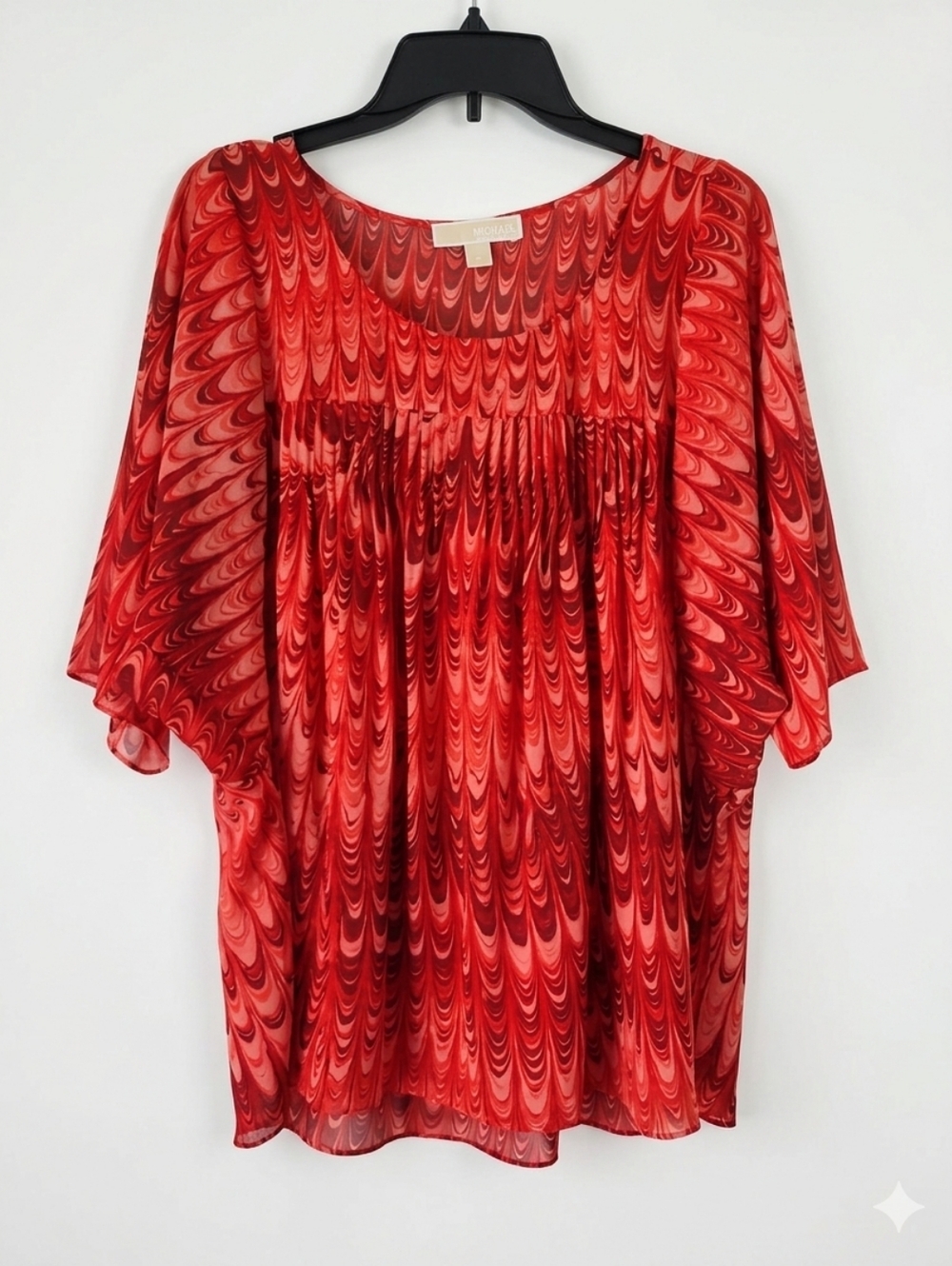MICHAEL Michael Kors Red Swirl Blouse Size L